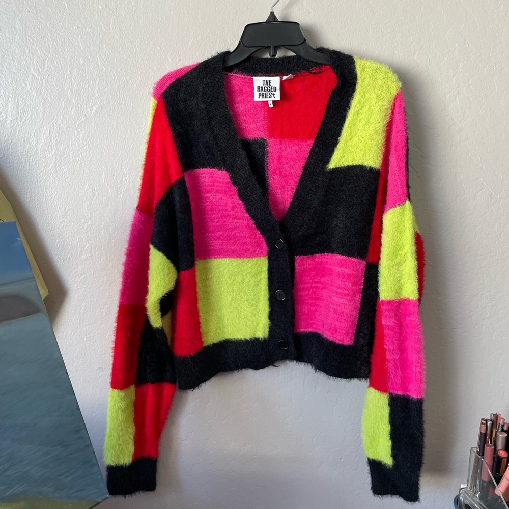 80s vintage Ragged Priest Block Cardigan